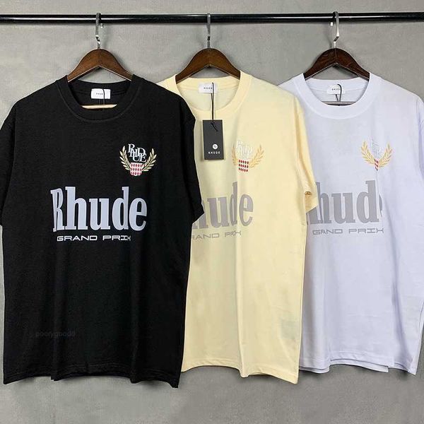 

t shirt rhude real p 100% cotton oversize men women t-shirt, White;black