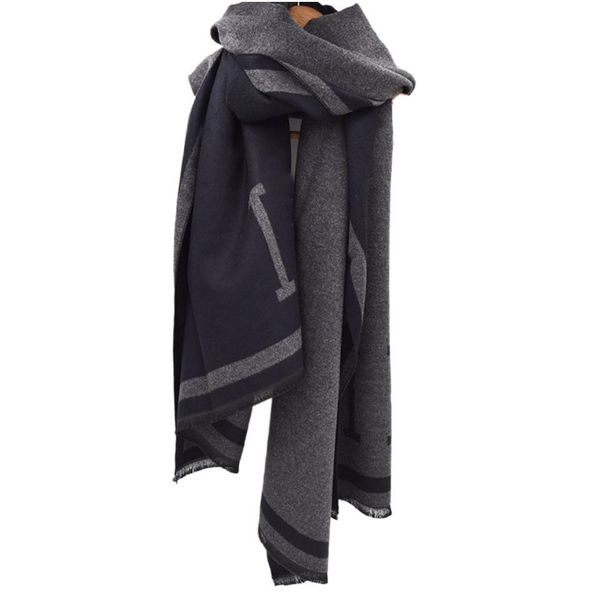 

Echarpe Silk Cashmere Man H Twilly Scarf Designer Black Grey Orange Shawl Fashion Double Sided Soft