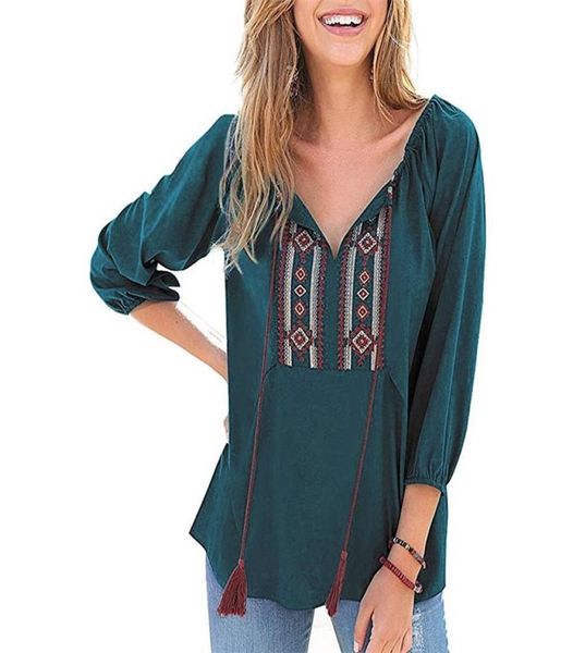 

summer vintage boho ethnic mexican embroidery blouse women hippie loose tunic blusa feminina camisa femenina ed y2006229151160, White