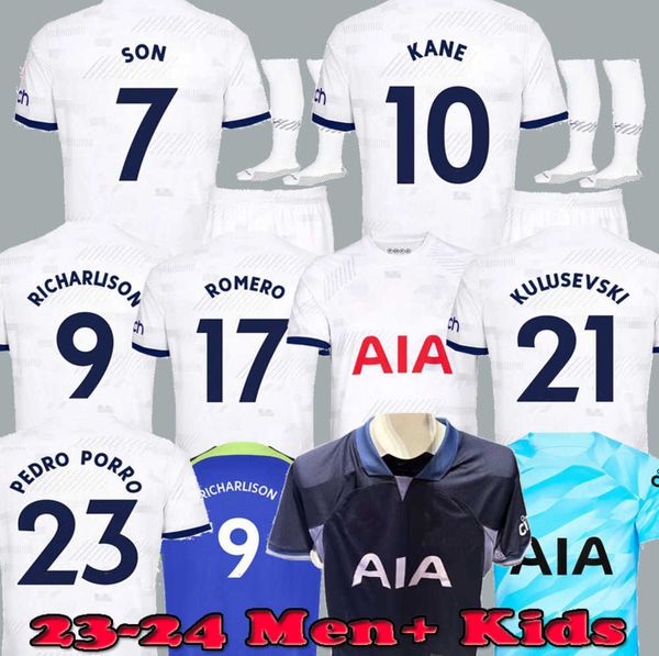 

kane son maddison 23 24 richarlison soccer jersey away kulusevski hojbjerg spence perisic 2023 2024 lucas romero pedro porro football kit sh, Gray