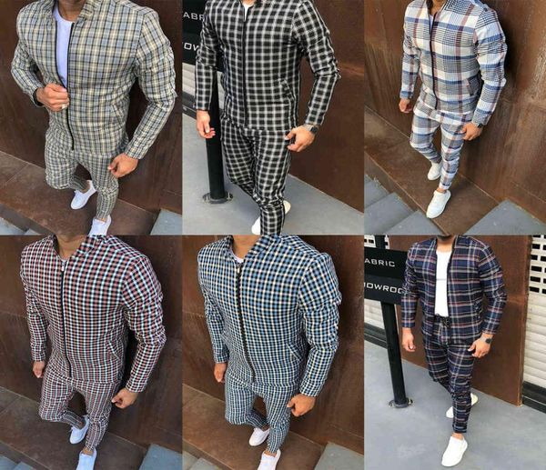 

new flower lattice men gentlemen tracksuit set male sweatshirt sweatpants multipocket fashion trousers high street jackets sets x5175259, Gray