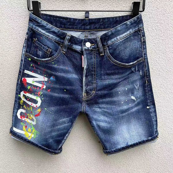 

blue shorts men's pentagram pants d2 paint throwing trend men's icon