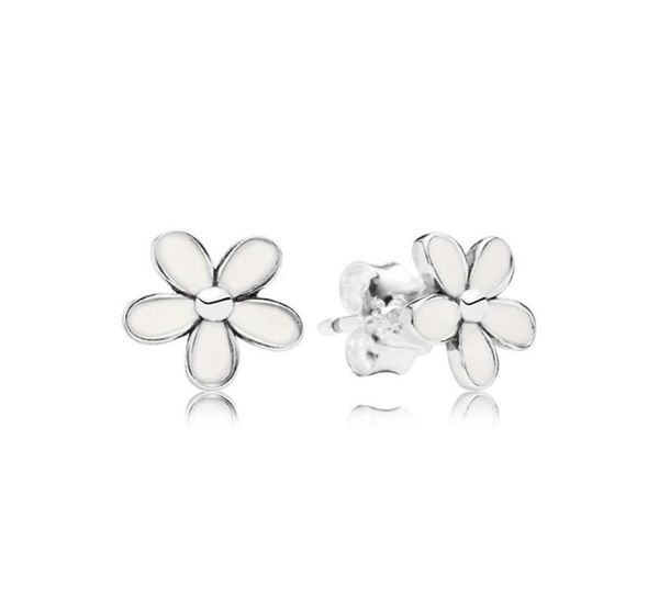 

white enamel daisy stud earring original box set jewelry for 925 sterling silver flowers earrings for women girls8640175, Golden;silver