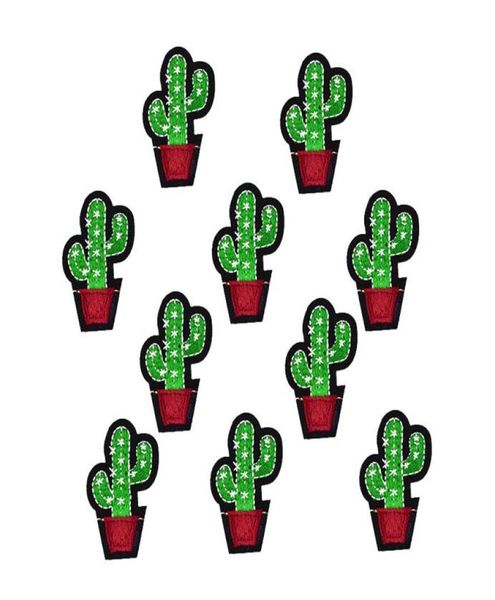

10 pcs cactus patches for clothing ironon patch applique iron on embroidery patches sewing supplies accessories badge stickers on4306094, Black