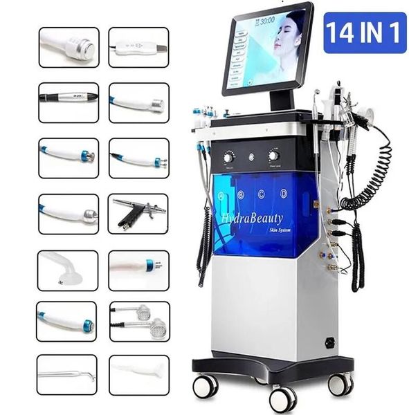 

professional 14 in1 oxygen hydrafacial machine face care devices diamond peeling and hydrofacials water jet aqua facial hydra dermabrasion m