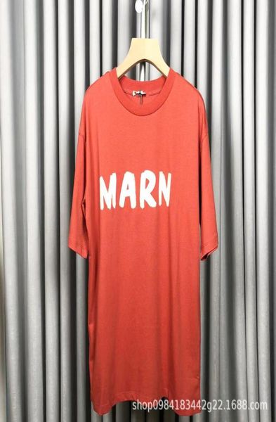 

women039s tshirt the new summer fashion brand marn monograme printed medium length short sleeve tshirts for men and women6212131, White