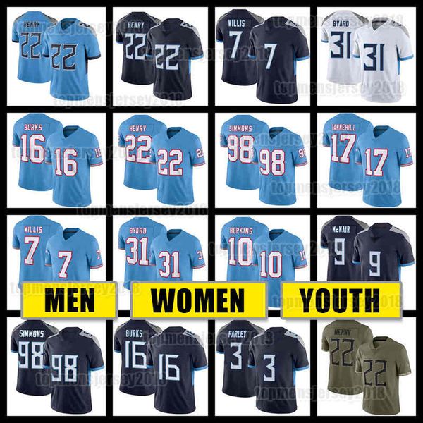 

22 derrick henry jersey 16 treylon burks football 10 deandre hopkin 98 jeffery simmons 31 kevin byard eddie george tennessees titans harold, Black;red