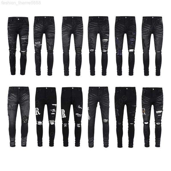 

mens jeans designer distressed ripped skinny cowboy pant jeans rock revival trousers straight slim elastic denim fit moto pants trendy stree, Blue