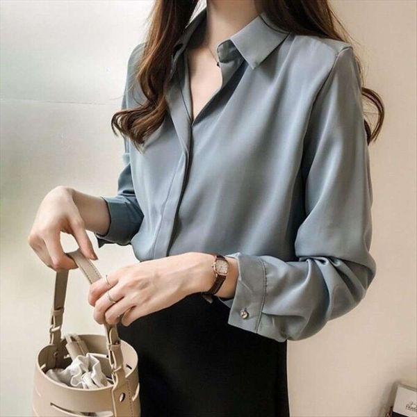 

spring and shirts autumn style korean quality pure color shirt womens long sleeve simple ol chiffon, White
