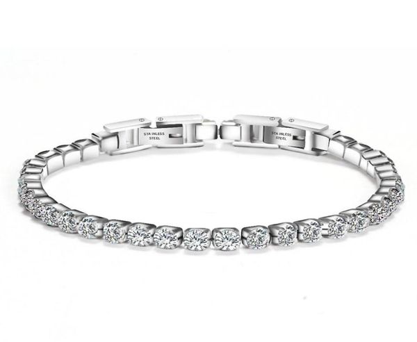 

women stainless steel tennis bracelet cubic zirconia stones crystals hip hop jewelry 19cm304v73909283623293, Golden;silver