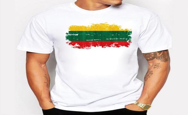 

excellent quality cotton t shirt men clothing basic mens tshirts print lithuania national flag nostalgic style tshirt3354714, White;black