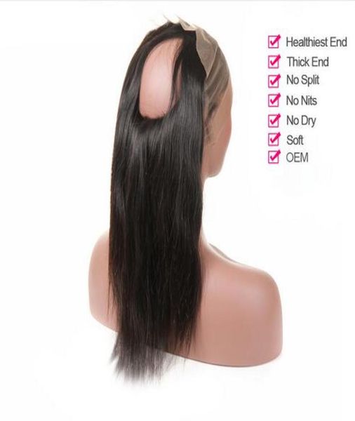 

360 lace frontal pre plucked with baby hair straight peruvian remy hair human hair closures for black women6495209, Black;brown