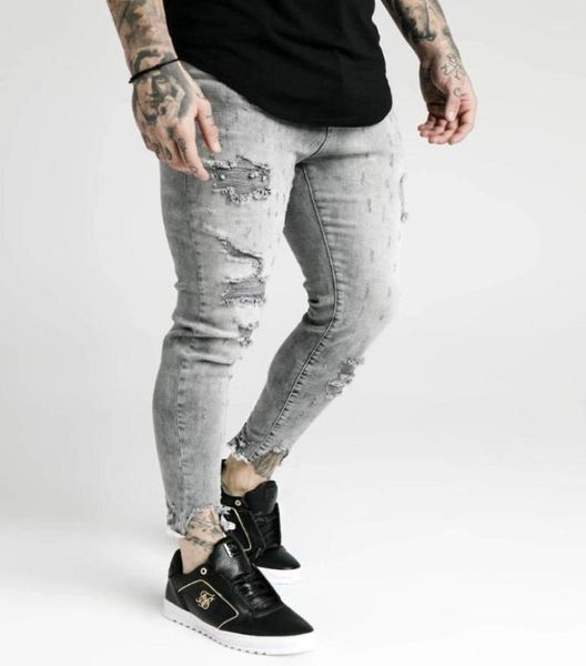

men039s jeans siksilk cropped slim fit gray0123456782192249, Blue