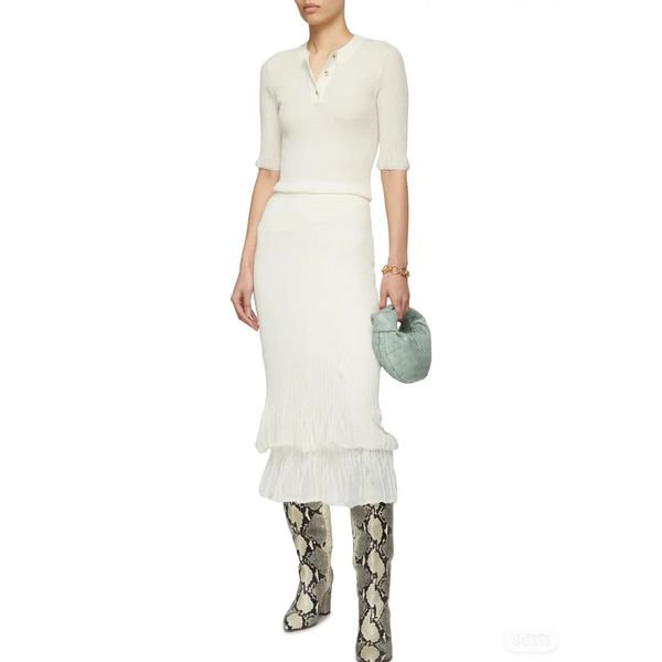 

two piece dress european fashion brand white short sleeved knit suit