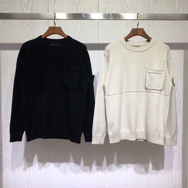 

men's sweaters vintage sweater men clothing pocket 8816 oversized knitted pullovers jersey autumn winter korean round neck armband blac, White;black