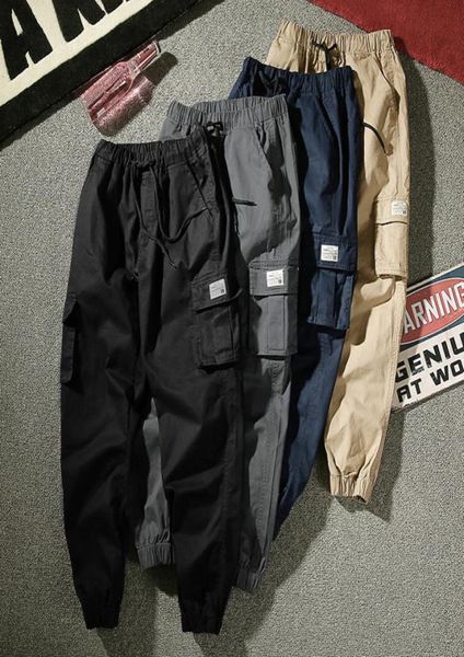 

summer thin overalls mens loose fit large toe band student casual pants fashion brand harlan small leg long pant men multi pocket14585340, Black