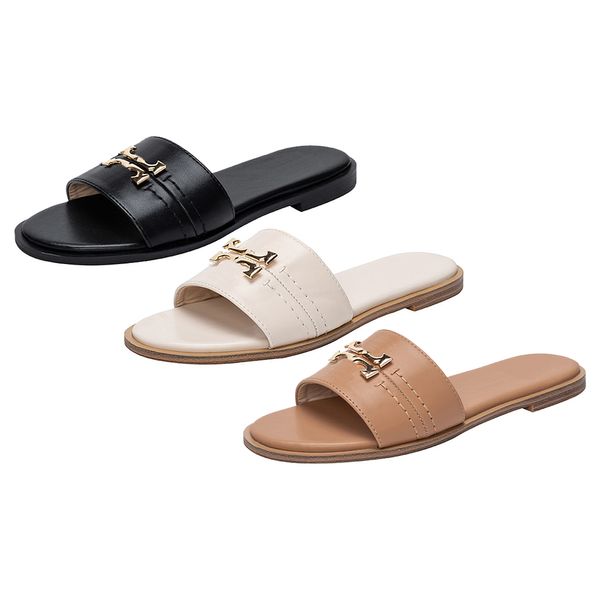 

designer slides women metallic slide sandals luxury slippers women's summer ladies beach walk slipper shoes tb sandal lady wedding part, Black