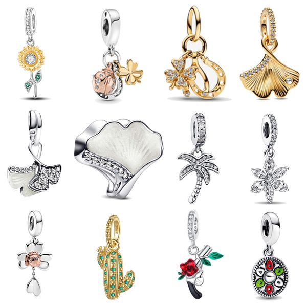

selling fashion plants flowers charms rose gold pendants leaves sunflower beads diy fit pandora bracelets necklaces women parties designers, Bronze;silver