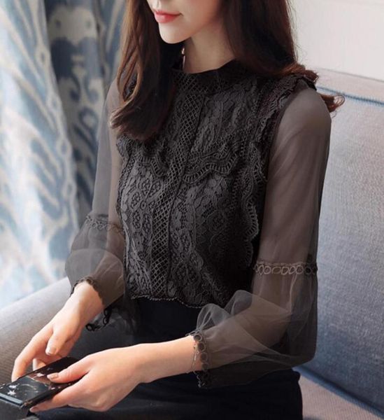 

new spring women039s lace blouse puff sleeve lace elegant shrt lady039s casual ol shirt blouses c41974517760, White