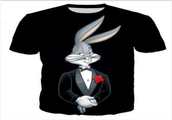

new fashion menswomans cartoon character bugs bunny tshirt summer style funny 3d print casual t shirt plus size aa012636115, White;black
