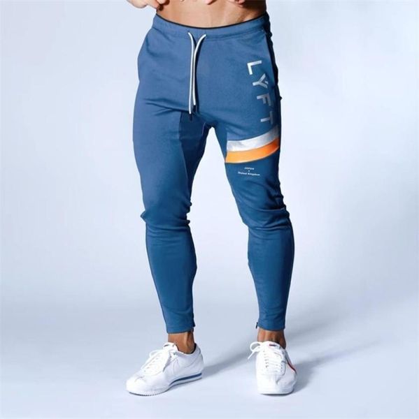 

men sweatpants fitness bodybuilding men pants casual print men joggers pants cotton sweatpants slim fit streetwear male trouser t22635409, Black