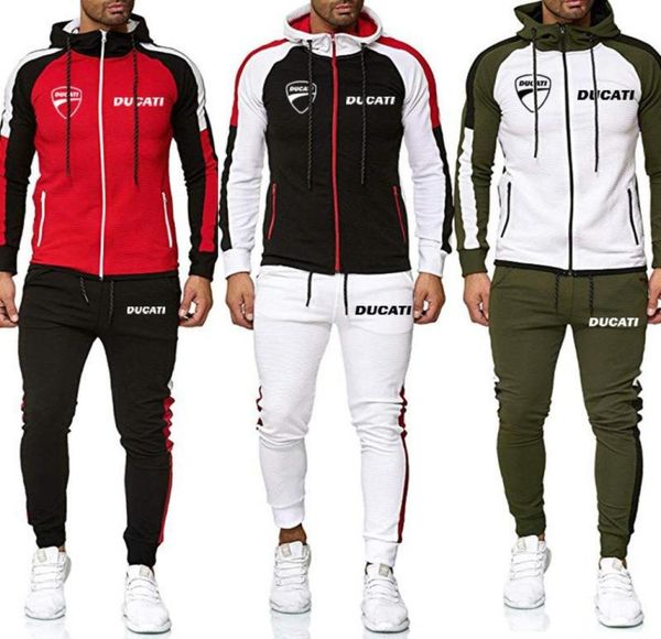 

men039s tracksuits 2022 ducati men casual autumn hoodies pants tracksuit sportswear zipper elegant sweatshirts fashion print 2812359, Gray