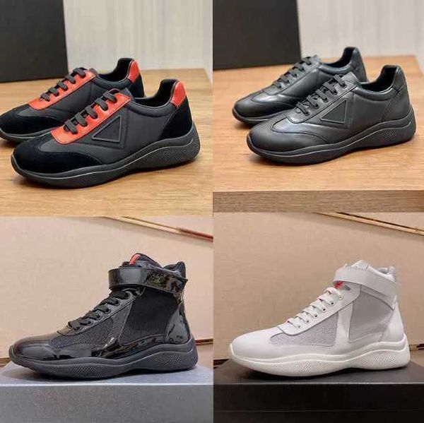 

new america's cup bike fabric sneakers mens platform shoes designer patent leather mesh rubber sole luxury runner trainers outdoor casu, Black