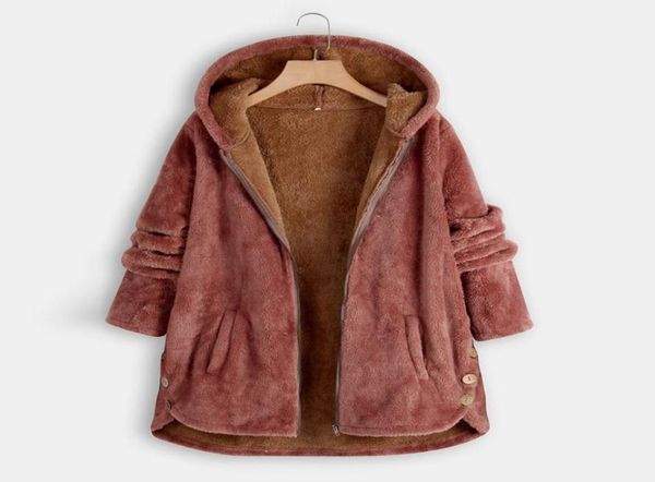 

plus size women coat winter warm vintage solid outwear hooded pockets vintage oversize female coats women039s casual outwearj35781123, Black