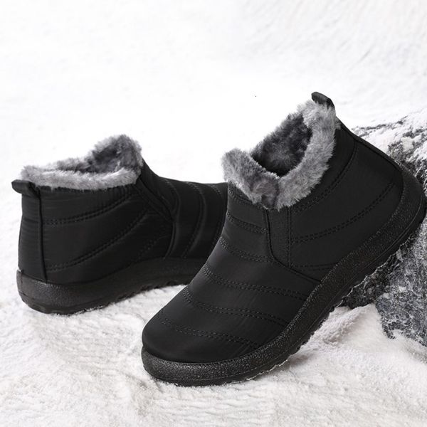

boots snow women boots soft women's boots platform slip on casual women shoes ankle boots waterproof fur botas mujer winter footwear 23, Black