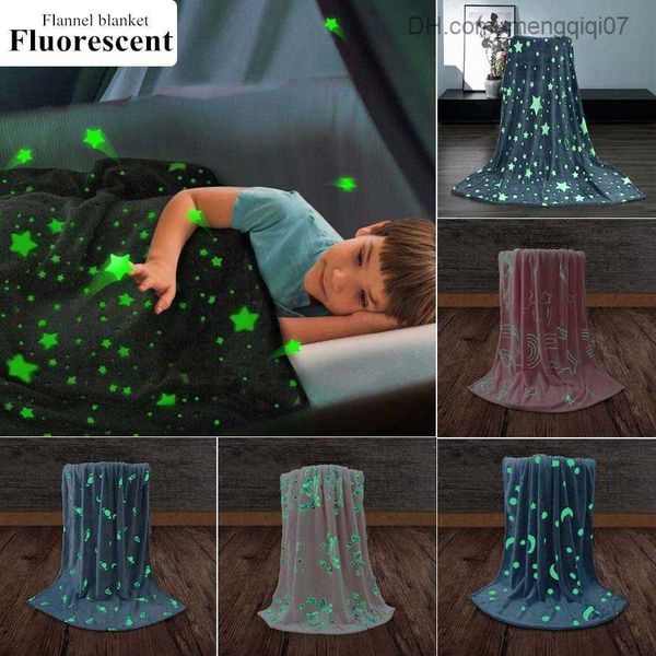 

blankets swaddling wostar super soft flannel night fluorescent blanket children's gift winter warm pleated magic throw blanket bed sofa