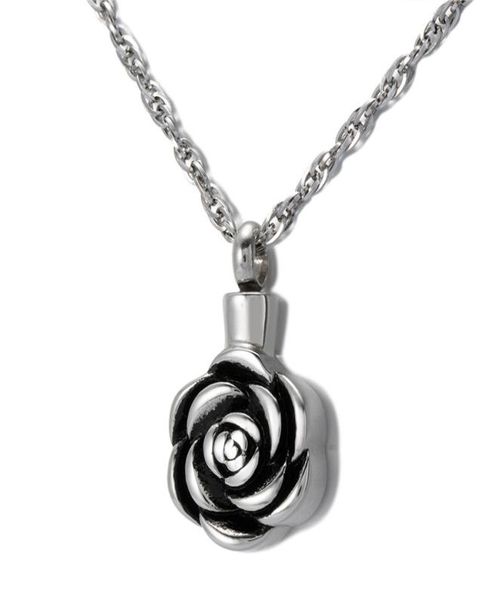 

cremation jewelry rose urn necklace for ashes keepsake memorial pendant locket stainless steel waterproof remembrance necklace3533981, Silver