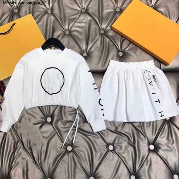 

g baby girls monograms clothing sets children ophidia casual clothes 2023 spring kids vacation outfits fall cartoon long sleeve t shirt skir, White