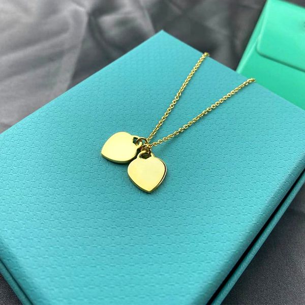 

new 100% 925 sterling silver necklace pendant heart tag return tif logo chain rose gold and gold luxurious for women fashion jewelry designe