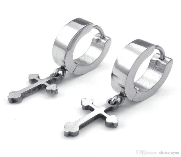 

new jewelry mens womens stainless steel huggie hinged hoop earrings silver black gife21541436121724, Golden;silver