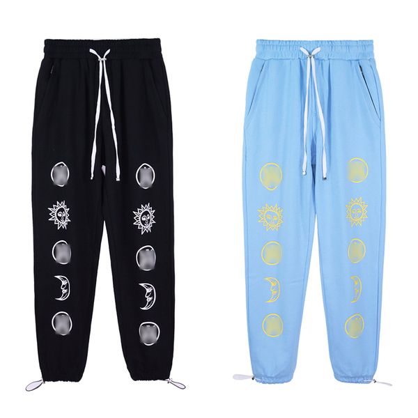 

men's sweatpants amirri sun moon print letter drawstring trendy brand trousers slim american high street corset casual trousers ..., Black