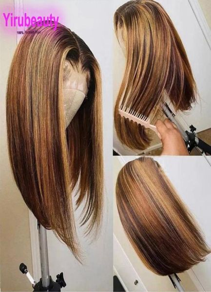 

brazilian human hair 427 color t part bob wig silky straight wigs 1018inch remy 4 27 two colors yirubeauty 150 180 density9859888, Black;brown