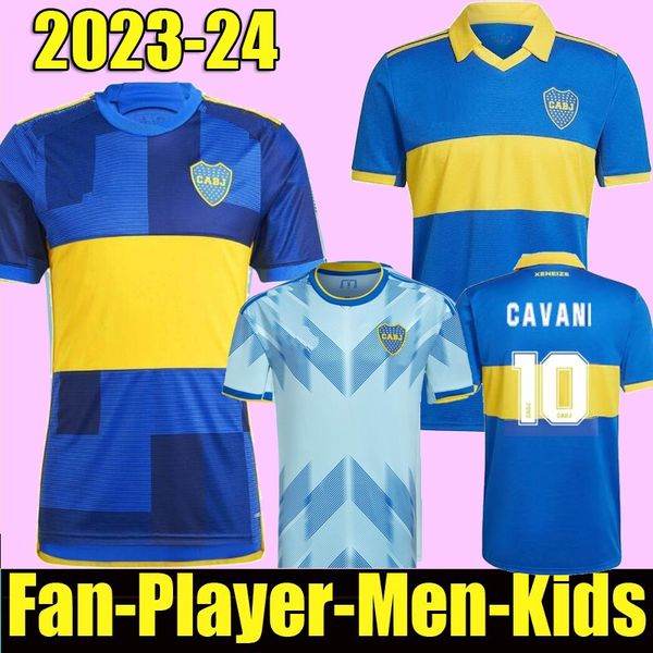 

23 24 boca juniors carlitos cavani soccer jerseys 2023 2024 benedetto villa maradona salvio medina home away third football shirt men kids k, Black;yellow