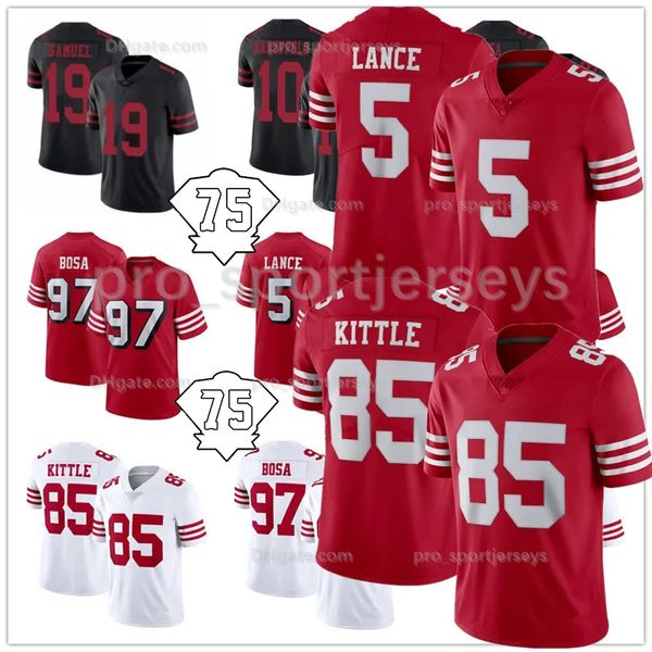 

talanoa hufanga 49rs jersey 23 christian mccaffrey football george kittle deebo samuel trey lance fred warner nick bosa jerry rice san franc, Black;red