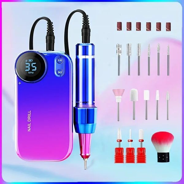 

professional rechargeable 35000 rpm nail drill, portable electric file scamander with led display, acrylic gel grinder tools