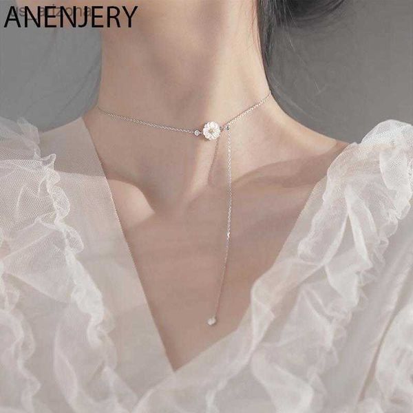 

silver color shell small flower long tassel necklace fashion clavicle chain adjustable necklace for women jewelry s-n603 l230620