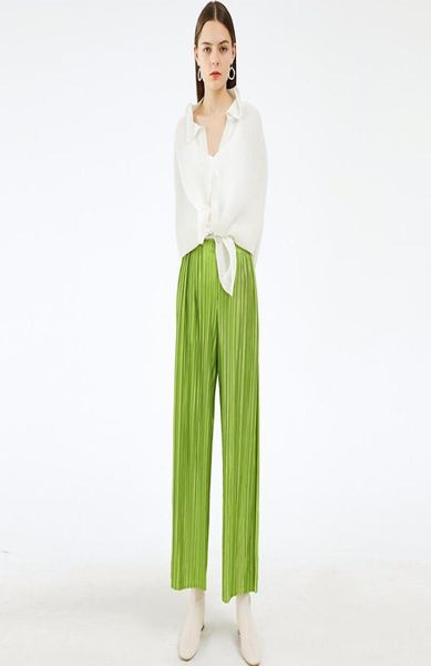 

miyake plus size women039s straight pleated pants 2020 autumn winter korean fashion women039s trousers fluorescent aesthetic6861476, Black;white
