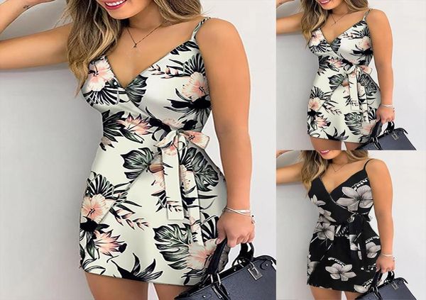 

summer women camisole dress vneck dresses print laceup sling backless strap mini vestido mujer4090076, Black;gray