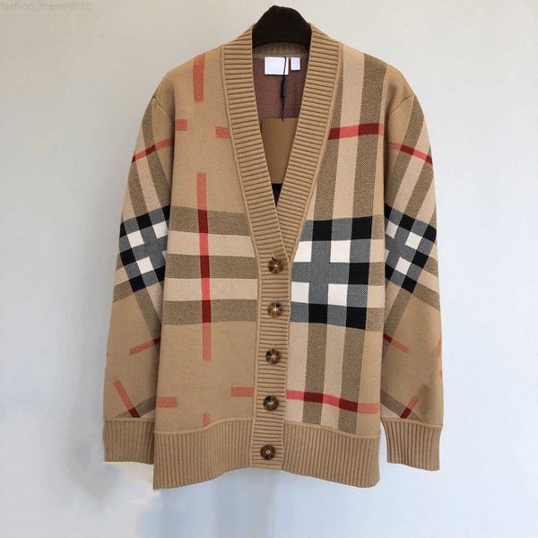 

designer cardigan sweater women senior plaid classic leisure autumn winter keep warm comfortable s-3xl, White;black