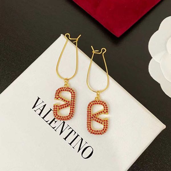 

fashion designer valentino v-shaped earrings long tassel earrings female face slim silver needle earrings female earrings, Golden