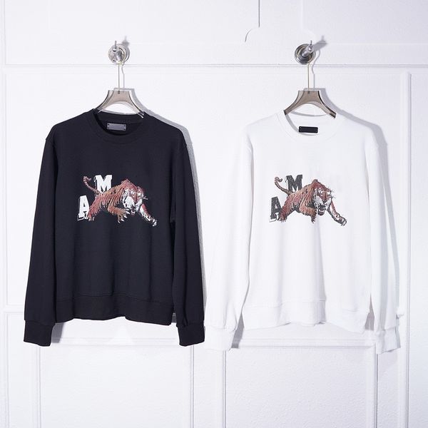 

mens hoodie designers sweater round neck men's fleeces vintage ss tiger crew printing men long sleeve street hip-hop, Black