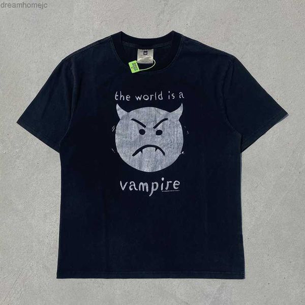 

selling new rock vampire printing worn out style tee shirts popular round neck oversized summer, White;black