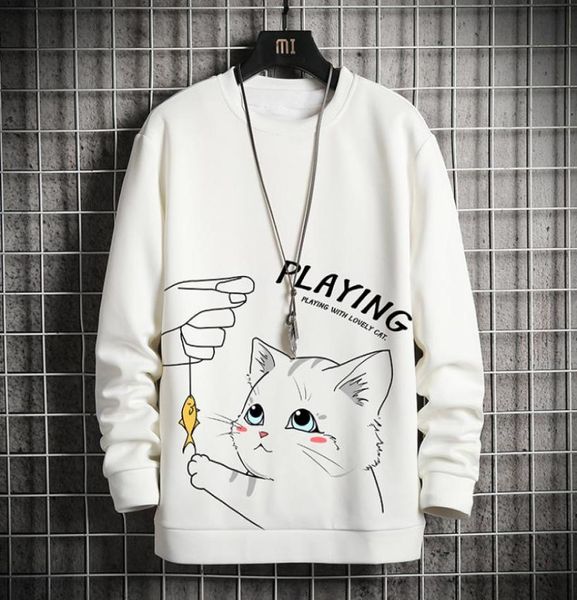 

long sleeve harajuku sweatshirts men 2020 new fashion cartoon color hoodie mens casual oneck patchwork sweatshirt for young men y9790326, Black