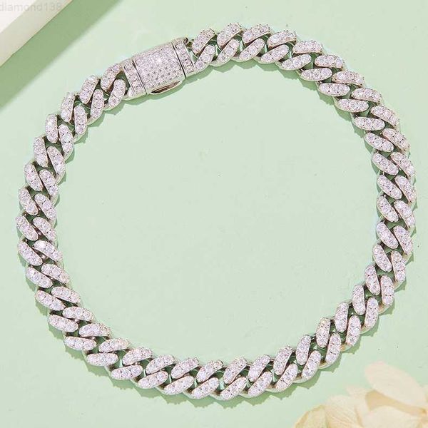 

selling luxury 6mm wide cuban chain with s925 silver inlaid with moissanite diamond white dvvs stones in a round shape