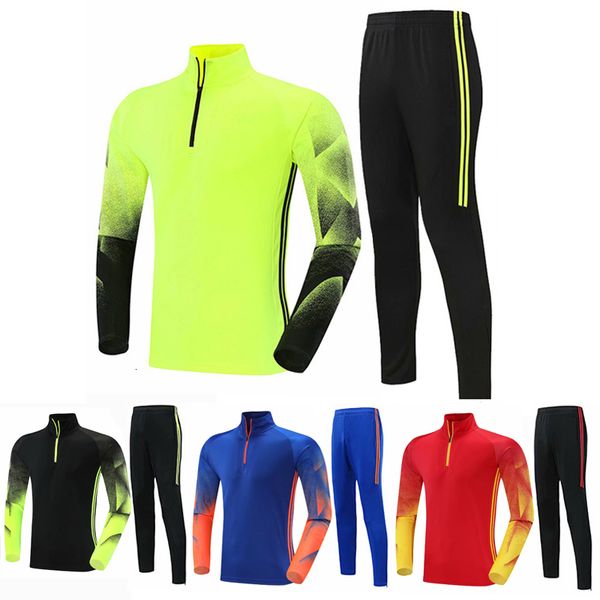 

men's tracksuits men soccer tracksuit kids zipper football jacket pants children soccer jerseys sets survetement clothes team training, Gray