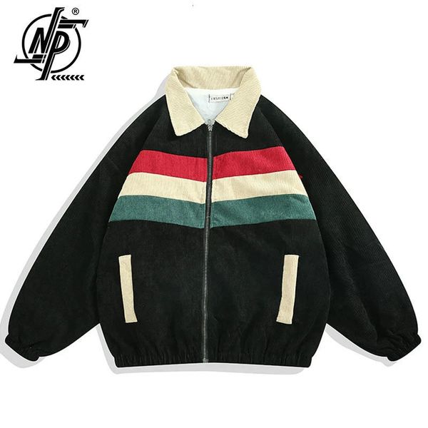 

mens jackets korean corduroy varsity men causal patchwork baseball outwear harajuku loose couple college jacket coats 230809, Black;brown